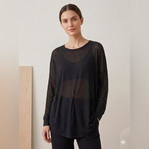Uk2la | black long-sleeved crew neck oversized shirt | size XS